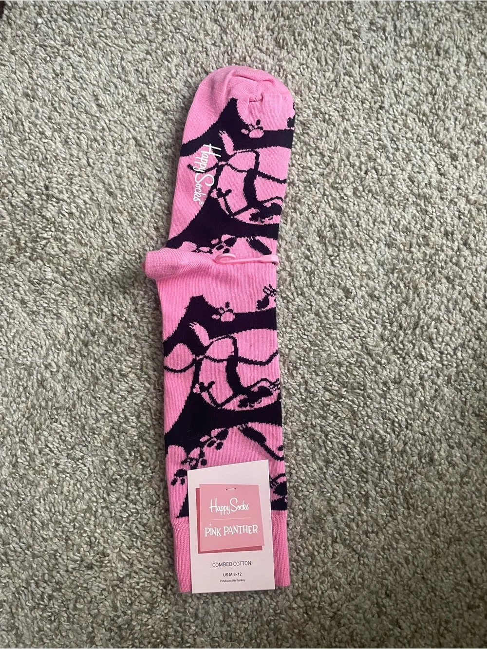 Happy Socks Pink and Black Floral Crew Socks